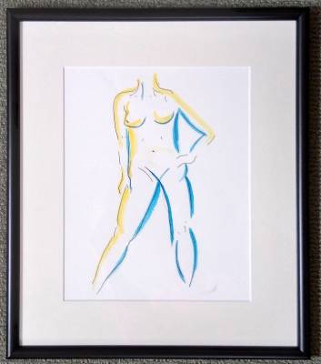 "Nude study3" - ink and acrylic - Drawing by Yvette O'Neill, an artist from Waikato, New Zealand.