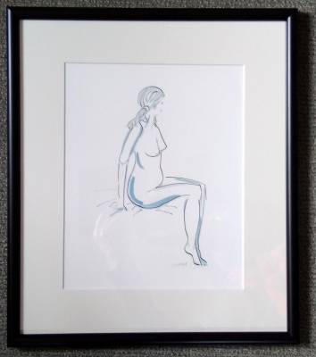 "nude study 6" - ink and acrylic - Drawing by Yvette O'Neill, an artist from Waikato, New Zealand.