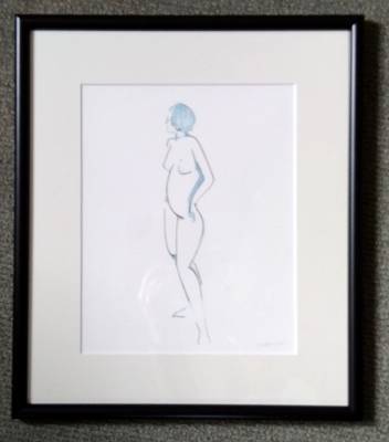 "nude study 7" - ink and acrylic - Drawing by Yvette O'Neill, an artist from Waikato, New Zealand.