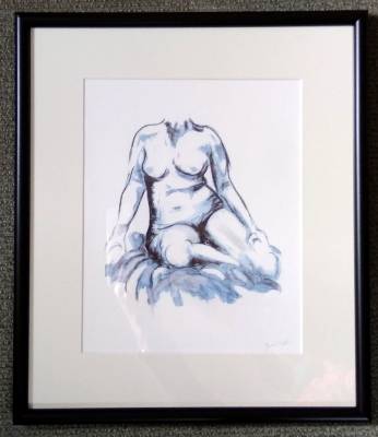 "nude study 8" - ink and acrylic - Drawing by Yvette O'Neill, an artist from Waikato, New Zealand.